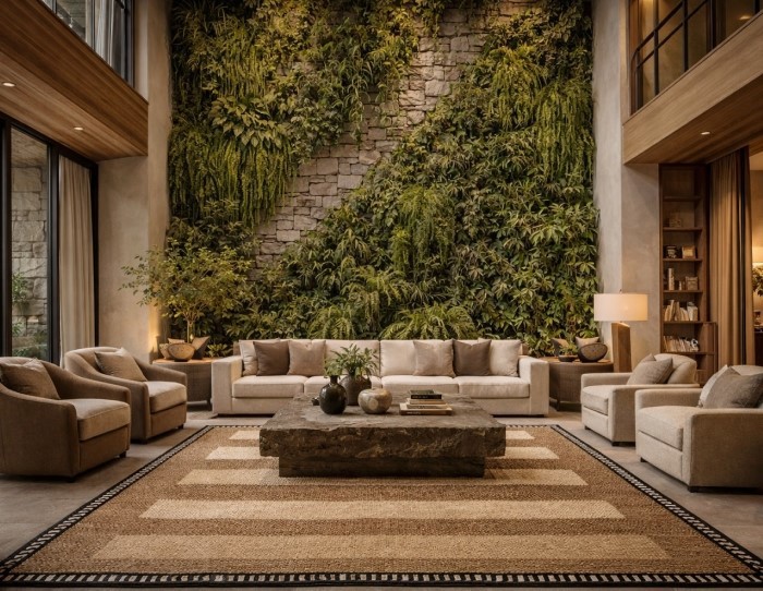 biophilic interior design living room